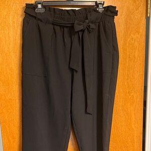 Grace Karin Elegant Black Tie-Waist Pants